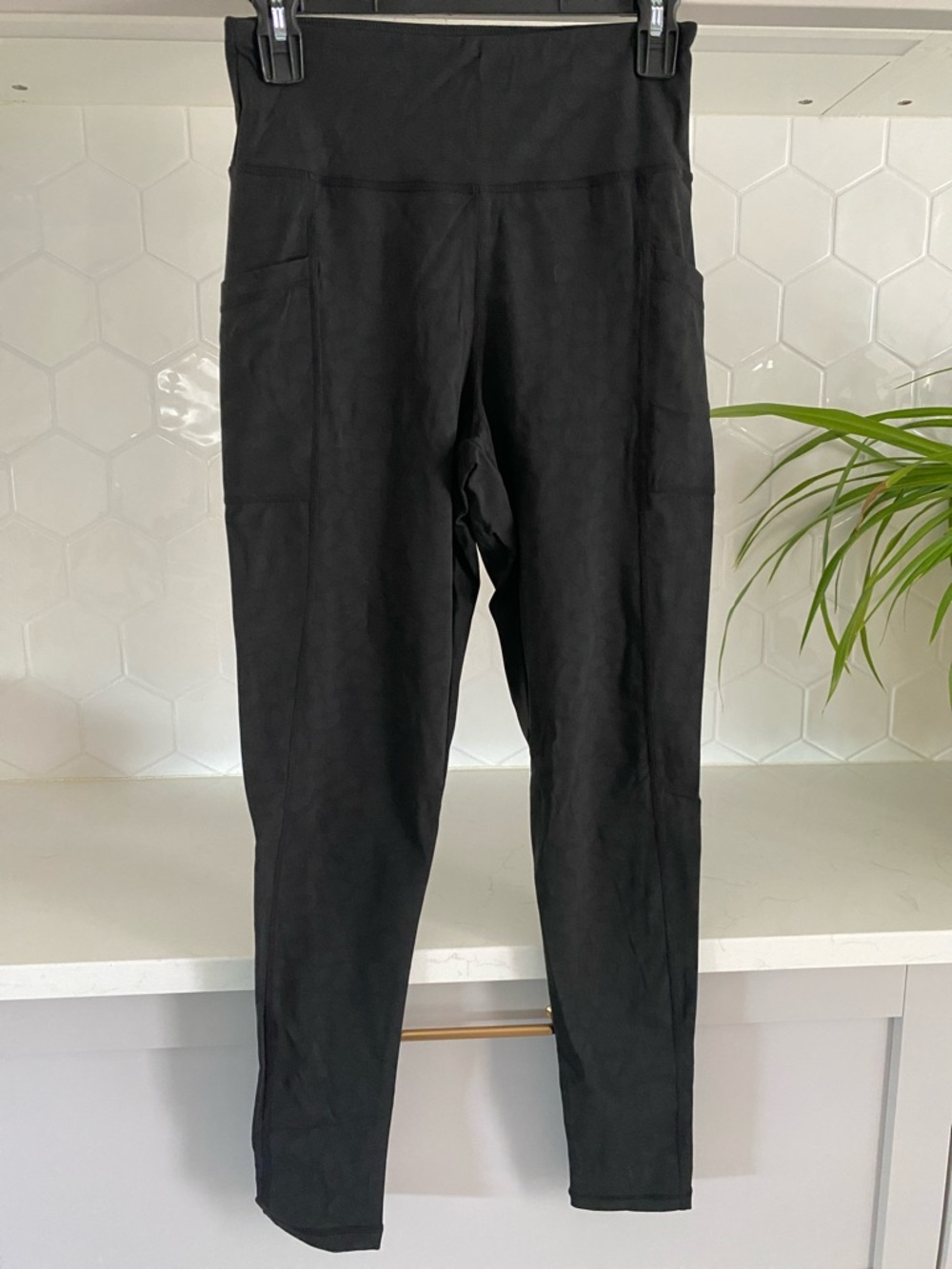 Michelle Mae Black Leopard Stretch Leggings with side pockets